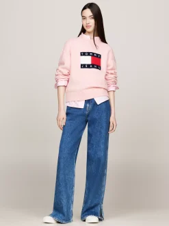 Swetry Z Okrągłym Dekoltem|Swetry*Tommy Hilfiger Luźny Sweter Z Mieszanki Melanżowej Wełny BALLET PINK MELANGE