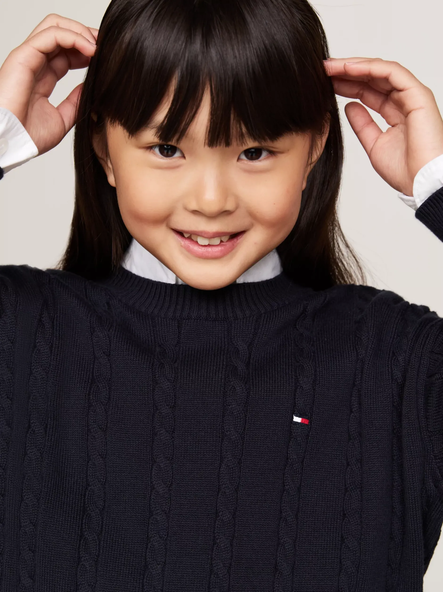 Dzianina*Tommy Hilfiger Luźny Sweter Z Okrągłym Dekoltem DESERT SKY