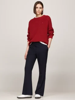 Swetry Z Okrągłym Dekoltem|Swetry*Tommy Hilfiger Luźny Sweter Z Raglanowymi Rękawami DARK MAGMA