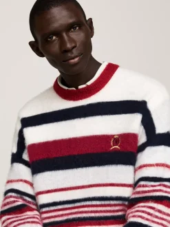 Swetry Z Okrągłym Dekoltem|Swetry*Tommy Hilfiger Luźny Sweter Z Wełną Alpaki I Emblematem ROUGE STRIPE