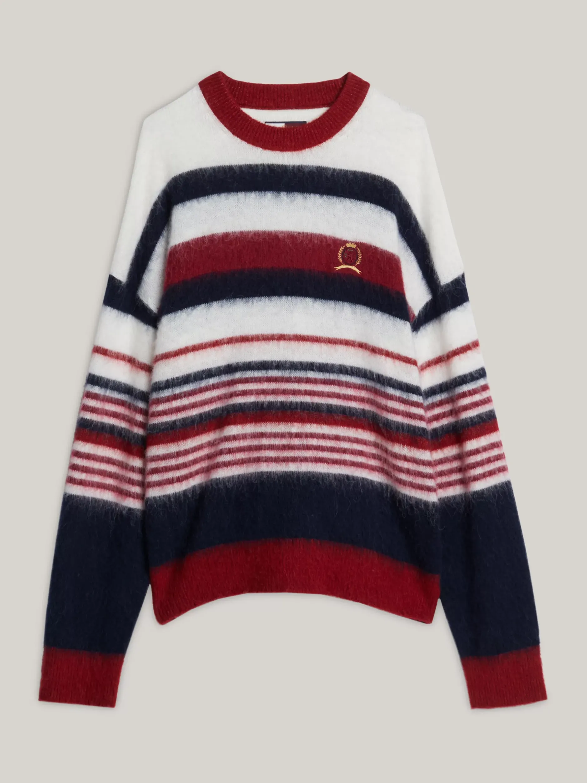 Swetry Z Okrągłym Dekoltem|Swetry*Tommy Hilfiger Luźny Sweter Z Wełną Alpaki I Emblematem ROUGE STRIPE