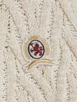 Swetry Z Okrągłym Dekoltem|Swetry*Tommy Hilfiger Luźny Sweter Z Wełny W Jodełkę TAUPE MIX