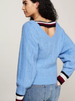 Dzianina|Swetry*Tommy Hilfiger Luźny Sweter Z Wycięciem Z Tyłu I Emblematem VESSEL BLUE