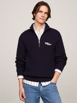 Sweter Z Zamkiem|Swetry*Tommy Hilfiger Luźny Sweter Z Zamkiem Do Połowy Długości DESERT SKY