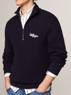 Sweter Z Zamkiem|Swetry*Tommy Hilfiger Luźny Sweter Z Zamkiem Do Połowy Długości DESERT SKY