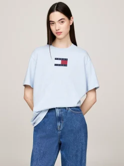 T-Shirty*Tommy Hilfiger Luźny T-shirt Z Melanżowej Dzianiny VESSEL BLUE MELANGE