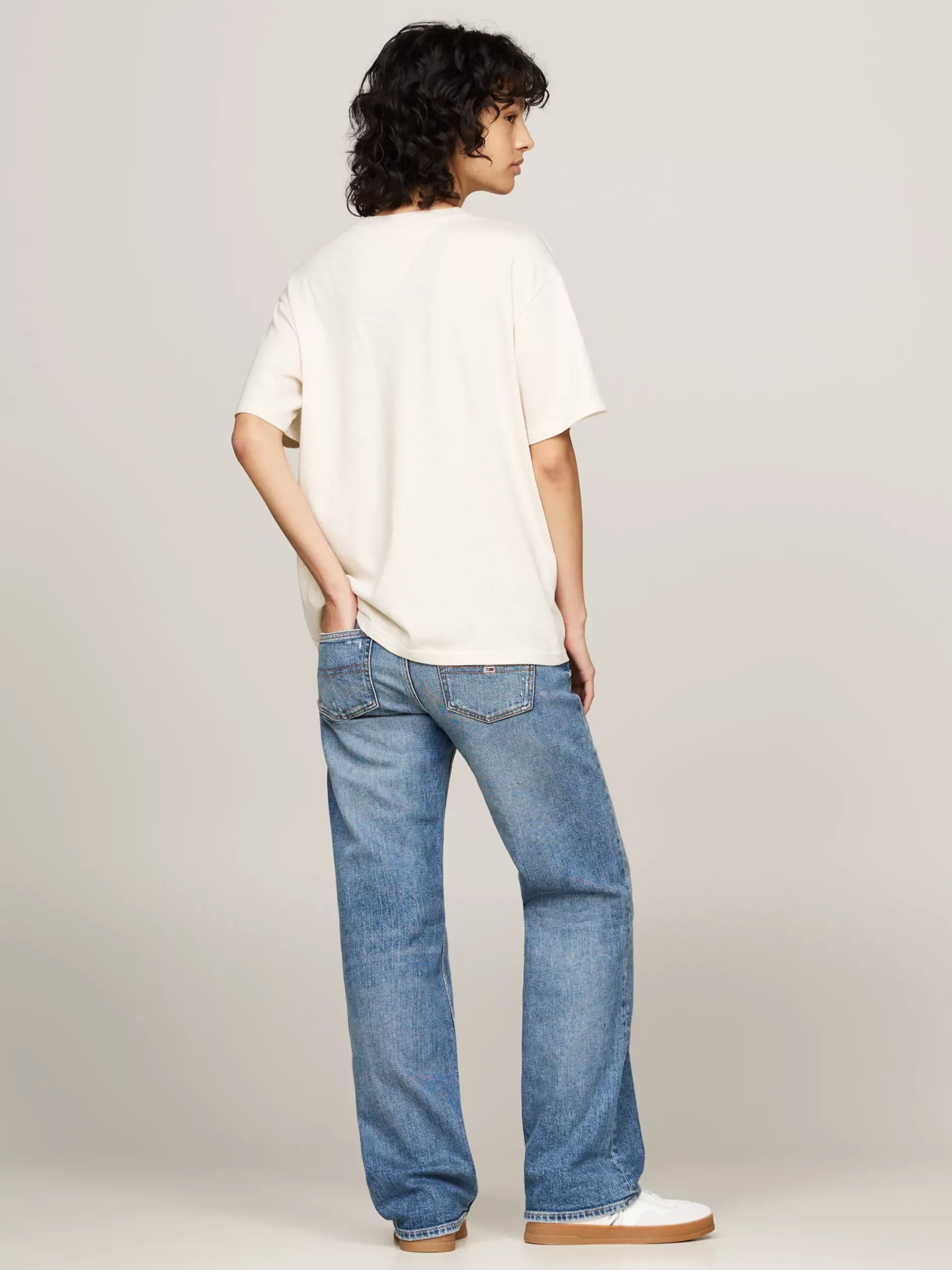 T-Shirty*Tommy Hilfiger Luźny T-shirt Z Melanżowej Dzianiny ANCIENT WHITE MELANGE