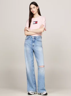 T-Shirty*Tommy Hilfiger Luźny T-shirt Z Melanżowej Dzianiny BALLET PINK MELANGE