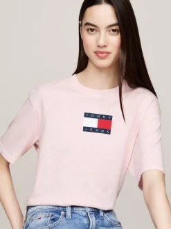 T-Shirty*Tommy Hilfiger Luźny T-shirt Z Melanżowej Dzianiny BALLET PINK MELANGE