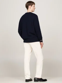 Swetry|Dzianina*Tommy Hilfiger Luźny, Wełniany Sweter Z Dekoltem W Szpic DESERT SKY