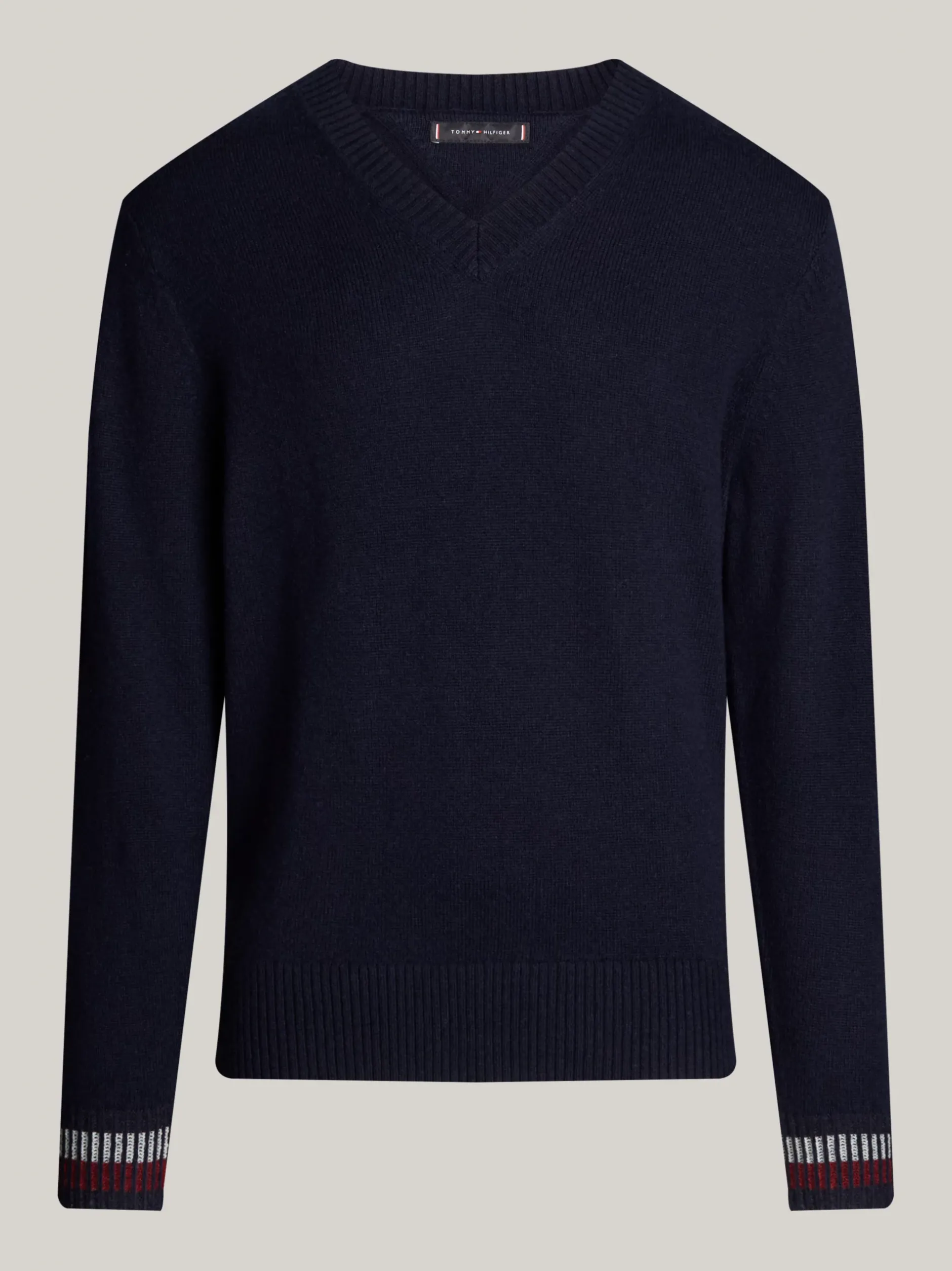 Swetry|Dzianina*Tommy Hilfiger Luźny, Wełniany Sweter Z Dekoltem W Szpic DESERT SKY
