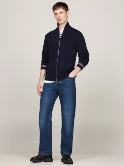 Swetry|Dzianina*Tommy Hilfiger Luźny Wełniany Sweter Z Zapięciem Na Zamek DESERT SKY