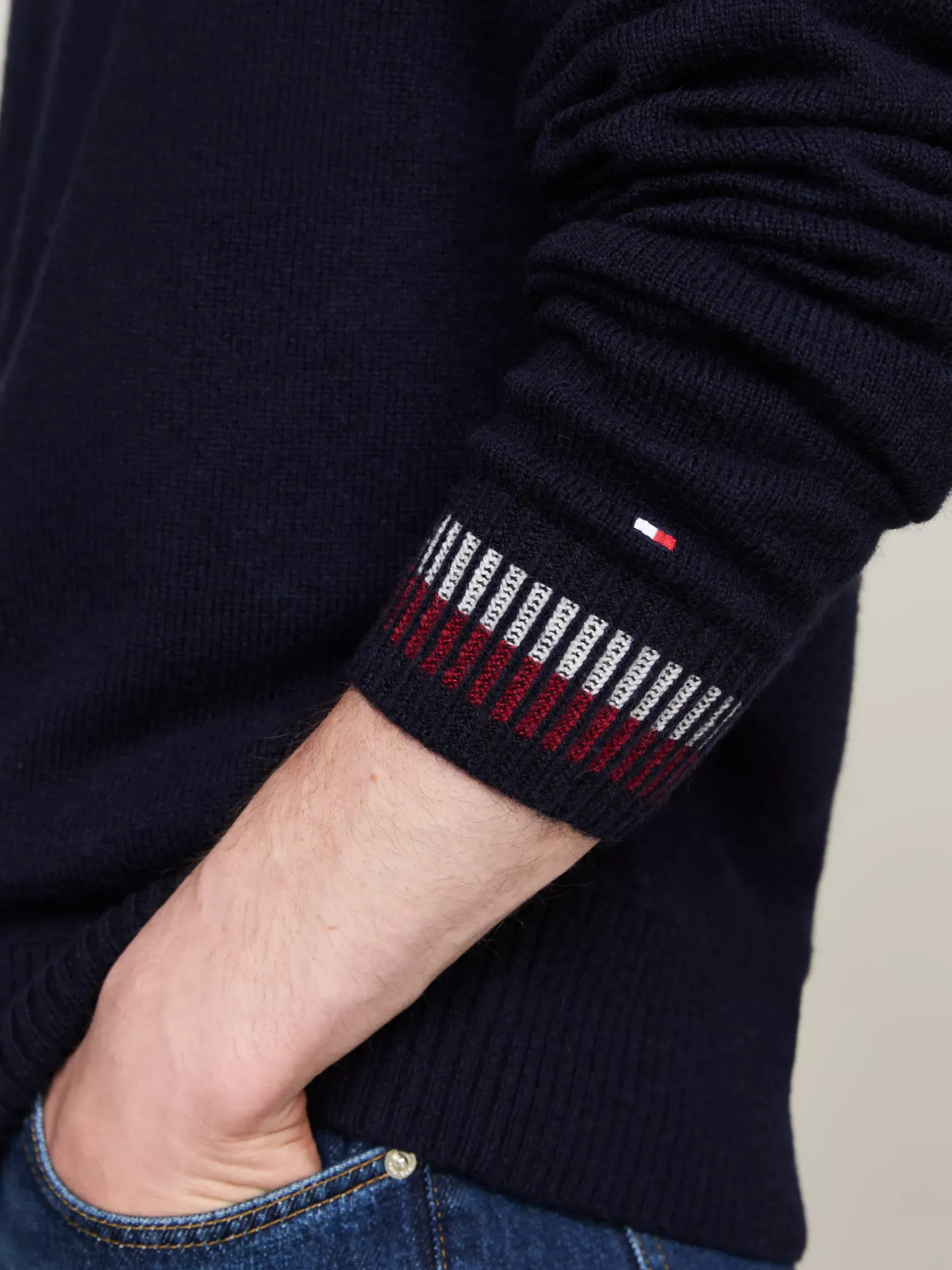 Swetry|Dzianina*Tommy Hilfiger Luźny Wełniany Sweter Z Zapięciem Na Zamek DESERT SKY