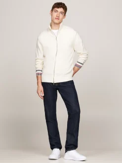 Swetry|Dzianina*Tommy Hilfiger Luźny Wełniany Sweter Z Zapięciem Na Zamek IVORY