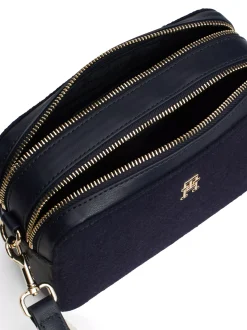 Torebki Na Pasku*Tommy Hilfiger Mała Torebka Z Mieszanki Wełny TH Monogram SPACE BLUE