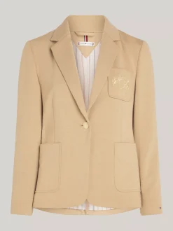 Marynarki*Tommy Hilfiger Marynarka O Wąskim Kroju Z Haftem Na Kieszeni CLASSIC KHAKI
