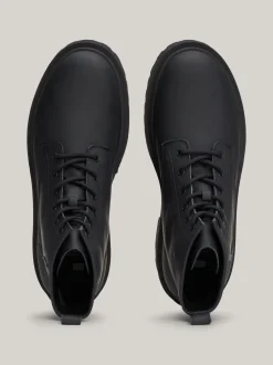 Buty Sznurowane|Buty*Tommy Hilfiger Matowe Skórzane Botki Z Protektorem BLACK