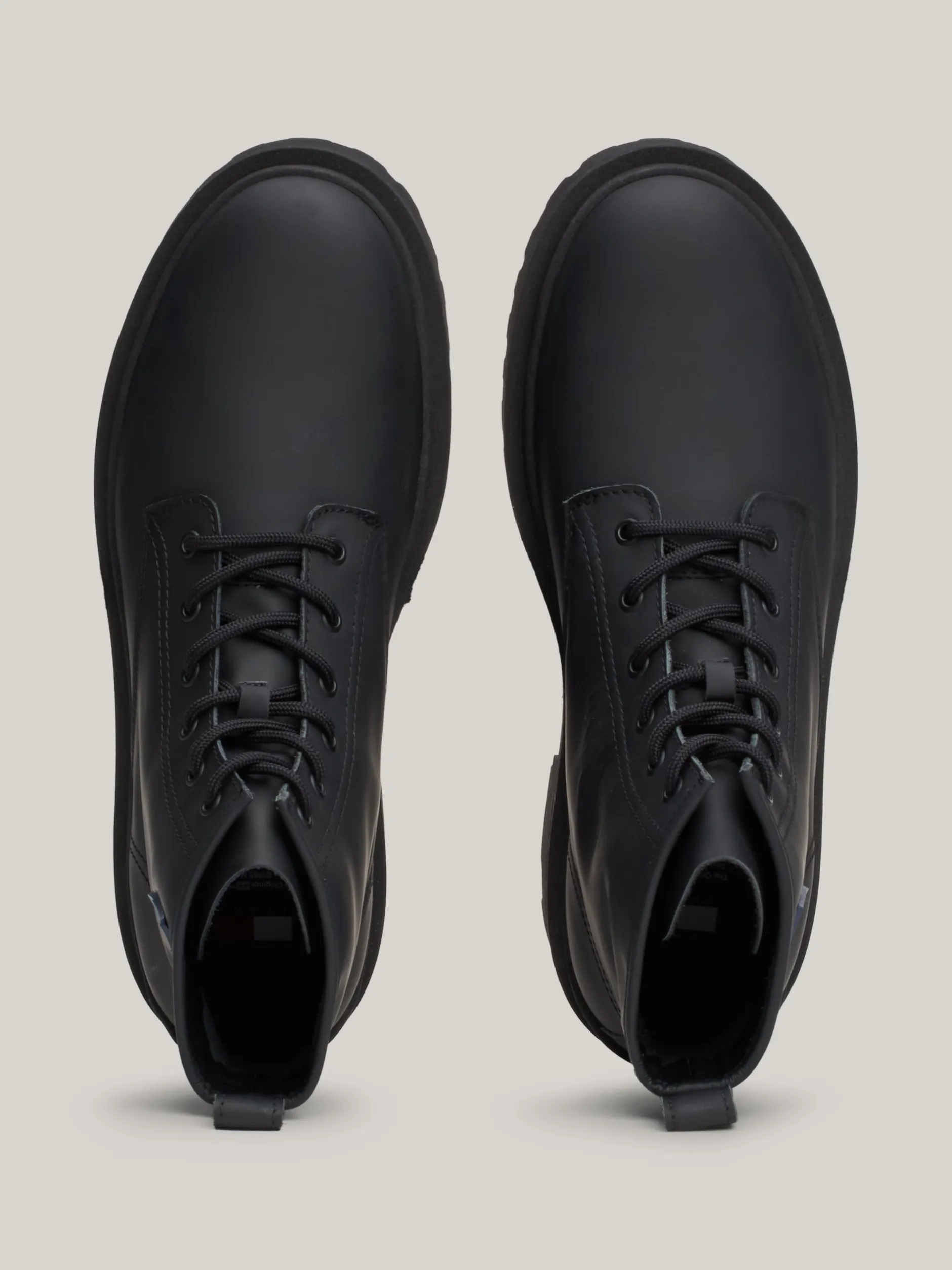 Buty Sznurowane|Buty*Tommy Hilfiger Matowe Skórzane Botki Z Protektorem BLACK