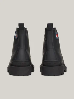 Buty Sznurowane|Buty*Tommy Hilfiger Matowe Skórzane Botki Z Protektorem BLACK