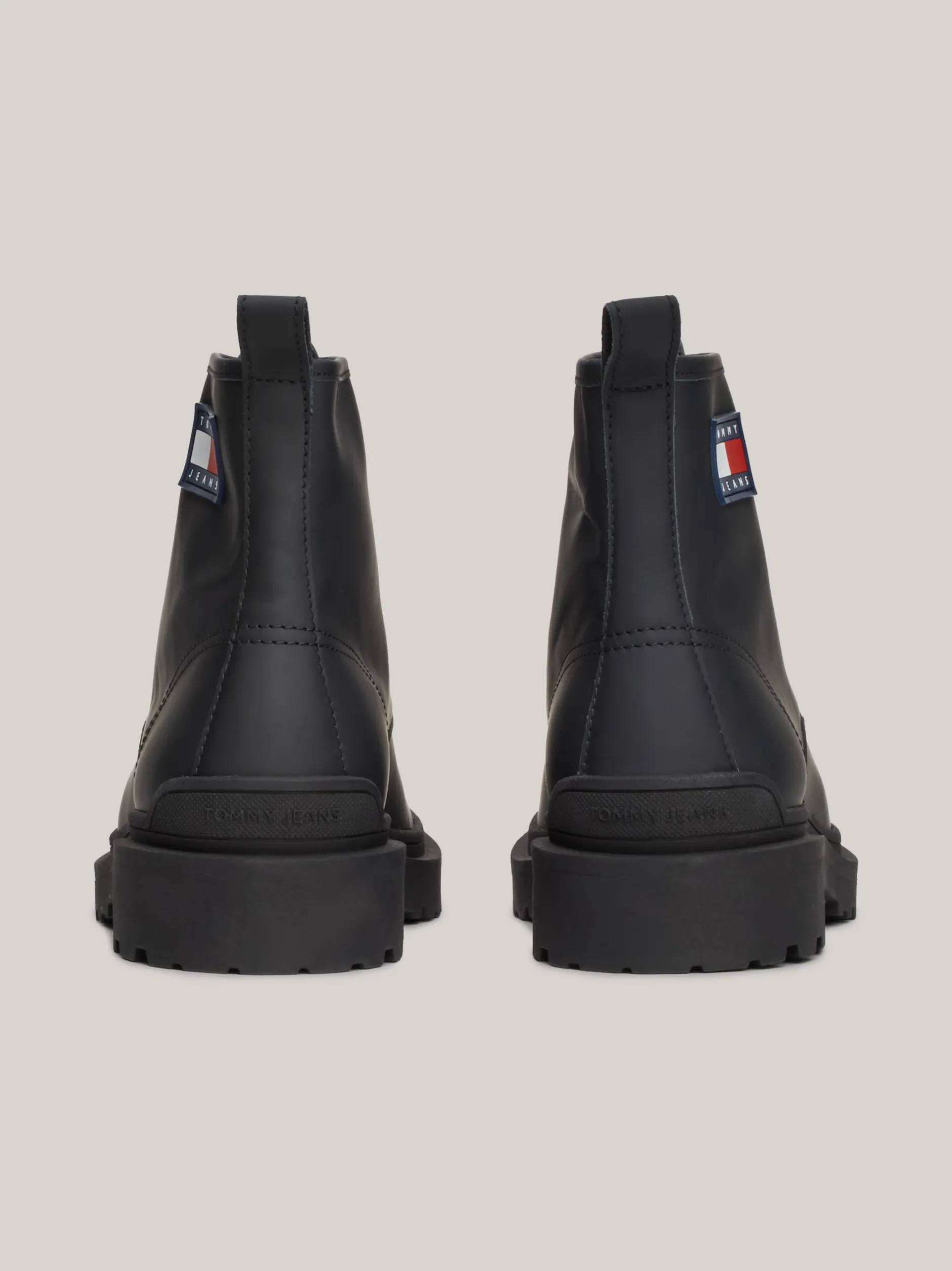 Buty Sznurowane|Buty*Tommy Hilfiger Matowe Skórzane Botki Z Protektorem BLACK