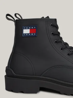 Buty Sznurowane|Buty*Tommy Hilfiger Matowe Skórzane Botki Z Protektorem BLACK