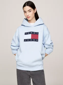 Bluzy Dresowe & Z Kapturem*Tommy Hilfiger Melanżowa Bluza O Luźnym Kroju Z Kapturem VESSEL BLUE MELANGE