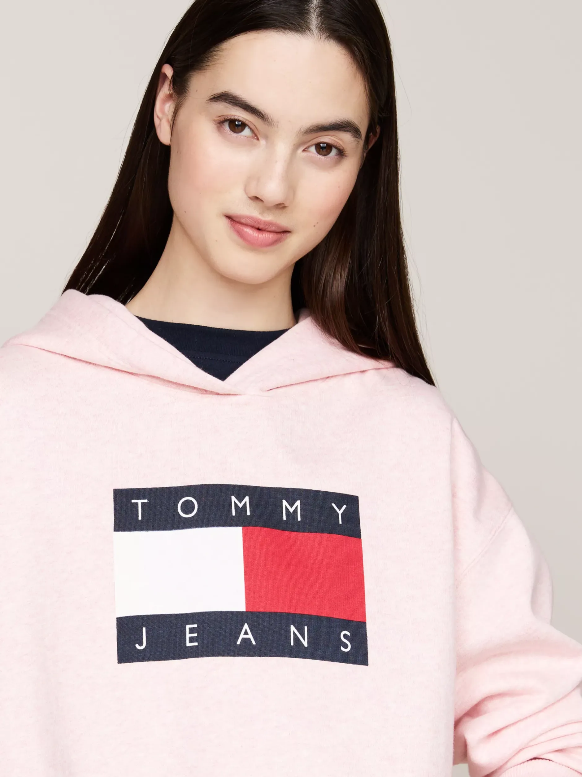Bluzy Dresowe & Z Kapturem*Tommy Hilfiger Melanżowa Bluza O Luźnym Kroju Z Kapturem BALLET PINK MELANGE
