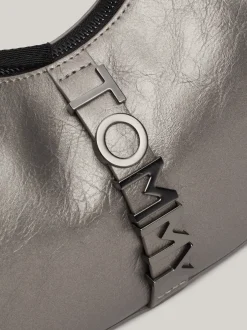 Torby Na Ramię*Tommy Hilfiger Metaliczna Torebka Na Ramię City PEWTER