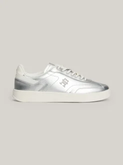 Sneakersy*Tommy Hilfiger Metaliczne Buty Sportowe Heritage Ze Skóry SILVER