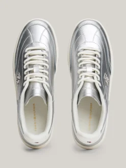Sneakersy*Tommy Hilfiger Metaliczne Buty Sportowe Heritage Ze Skóry SILVER