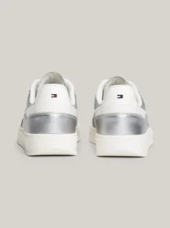 Sneakersy*Tommy Hilfiger Metaliczne Buty Sportowe Heritage Ze Skóry SILVER