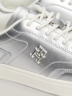 Sneakersy*Tommy Hilfiger Metaliczne Buty Sportowe Heritage Ze Skóry SILVER