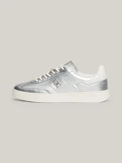 Sneakersy*Tommy Hilfiger Metaliczne Buty Sportowe Heritage Ze Skóry SILVER