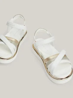 Obuwie I Akcesoria*Tommy Hilfiger Metaliczne Sandały Z Brokatowymi Paskami WHITE/PLATINUM