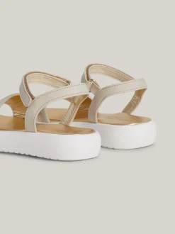 Obuwie I Akcesoria*Tommy Hilfiger Metaliczne Sandały Z Zapięciem Na Rzep I Logo BEIGE