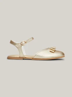 Obuwie I Akcesoria*Tommy Hilfiger Metaliczne Skórzane Baleriny Z Monogramem TH PLATINUM