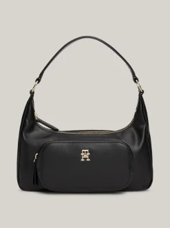 Torby Na Ramię*Tommy Hilfiger Miękka Torebka Na Ramię Z Monogramem TH BLACK