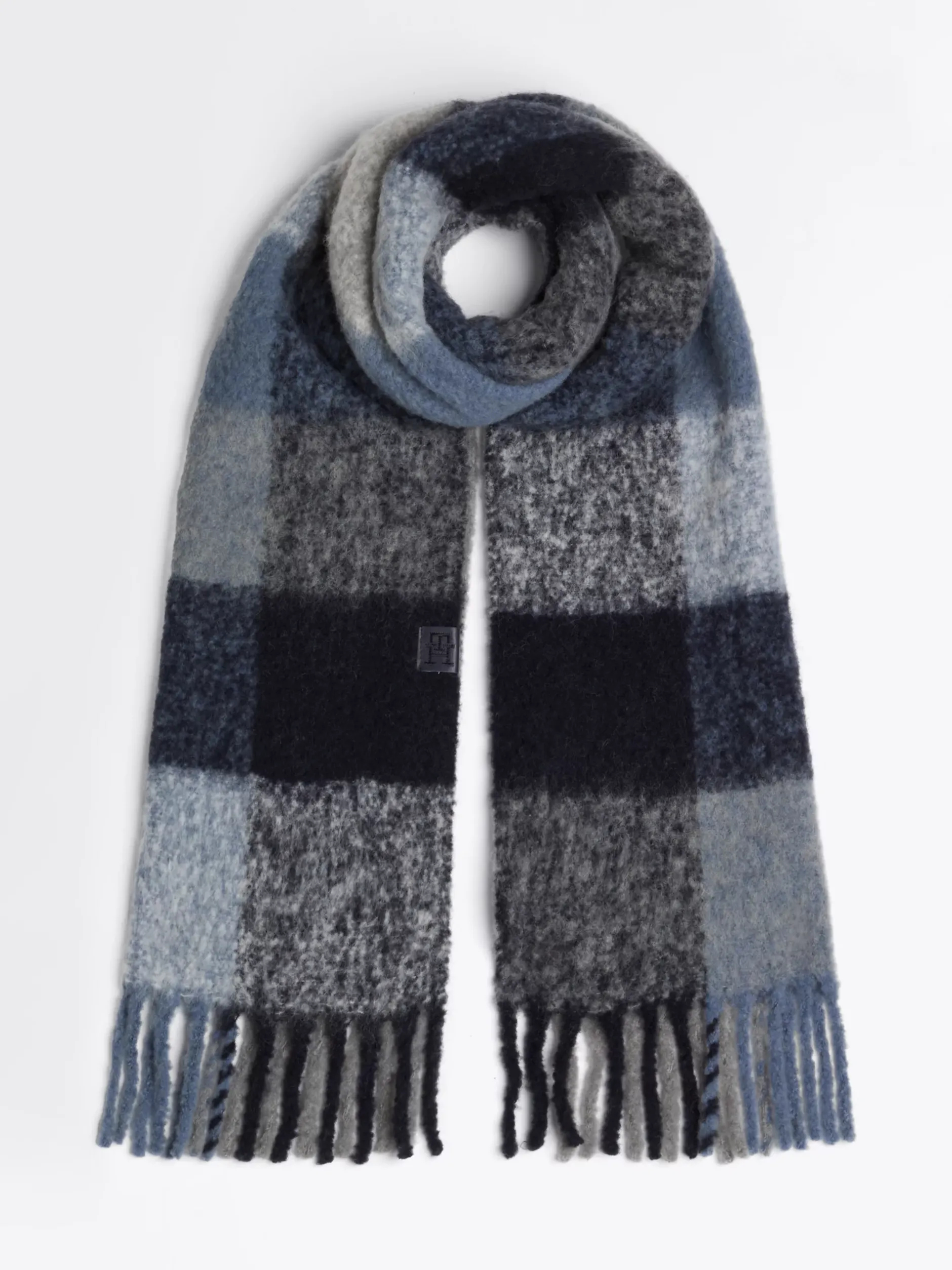 Szaliki|Szaliki*Tommy Hilfiger Miękki Szalik Z Wełną W Mieszaną Kratę SPACE BLUE MIX