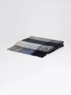Szaliki|Szaliki*Tommy Hilfiger Miękki Szalik Z Wełną W Mieszaną Kratę SPACE BLUE MIX