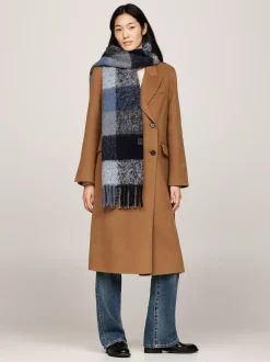 Szaliki|Szaliki*Tommy Hilfiger Miękki Szalik Z Wełną W Mieszaną Kratę SPACE BLUE MIX