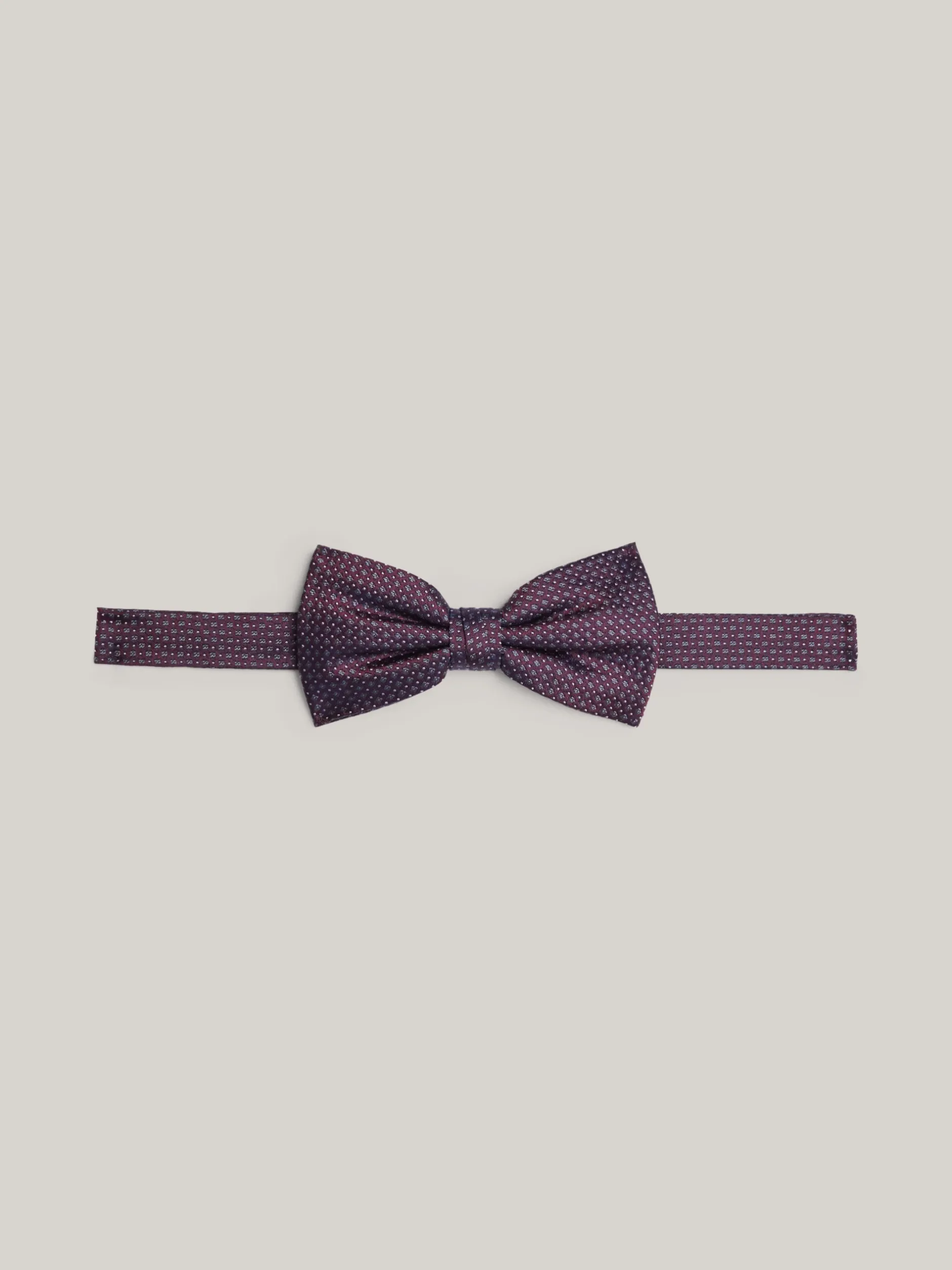 Krawaty & Poszetki*Tommy Hilfiger Muszka Z Jedwabnej Tkaniny W Drobne Groszki DEEP ROUGE / GREY