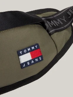 Torebki Na Pasku*Tommy Hilfiger Nerka Essential Z Motywem Powtórzonego Logo PEWTER GREEN
