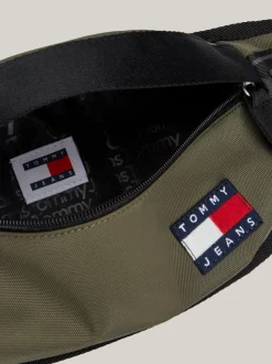 Torebki Na Pasku*Tommy Hilfiger Nerka Essential Z Motywem Powtórzonego Logo PEWTER GREEN