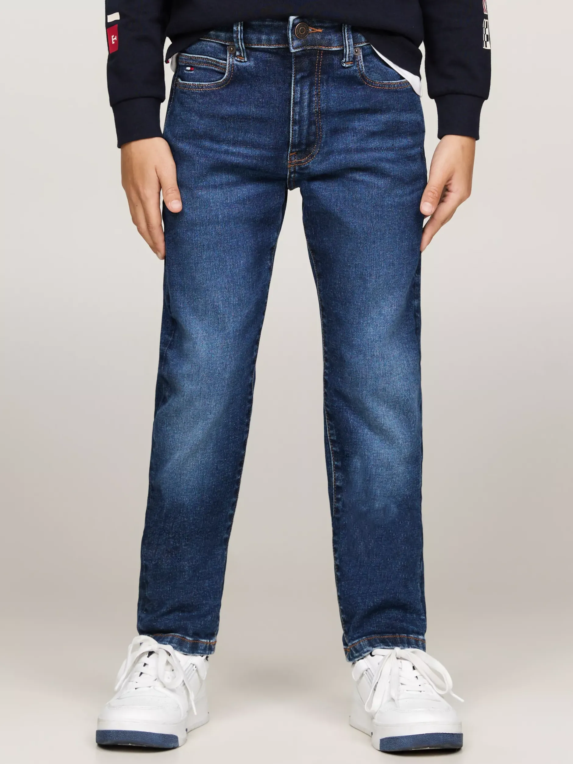 Jeansy*Tommy Hilfiger Niebieskie Jeansy Z Efektem Wyblaknięcia AUTHENTICSTRETCH