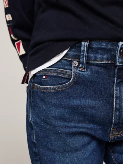 Jeansy*Tommy Hilfiger Niebieskie Jeansy Z Efektem Wyblaknięcia AUTHENTICSTRETCH