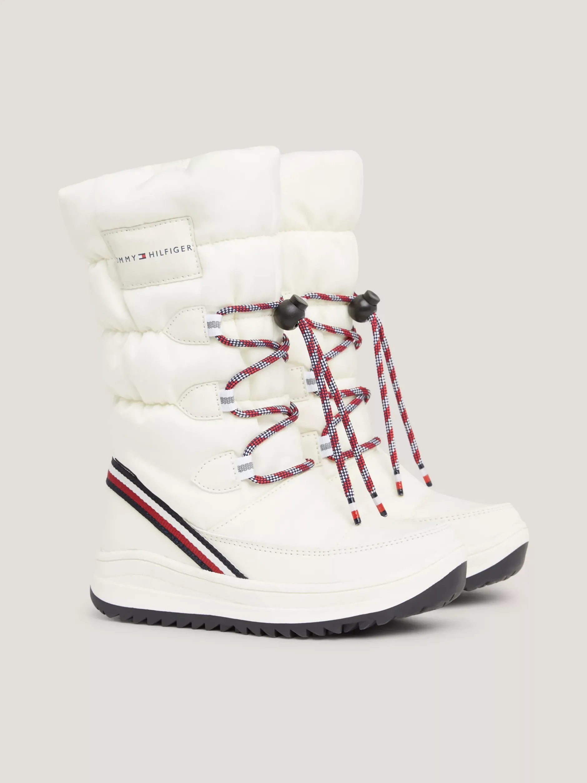Obuwie I Akcesoria*Tommy Hilfiger Śniegowce Z Logo I Sygnowaną Tasiemką OFF WHITE