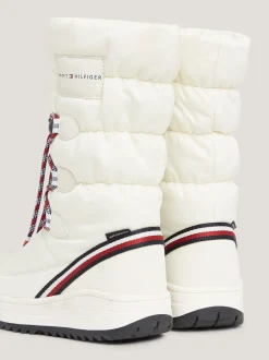 Obuwie I Akcesoria*Tommy Hilfiger Śniegowce Z Logo I Sygnowaną Tasiemką OFF WHITE