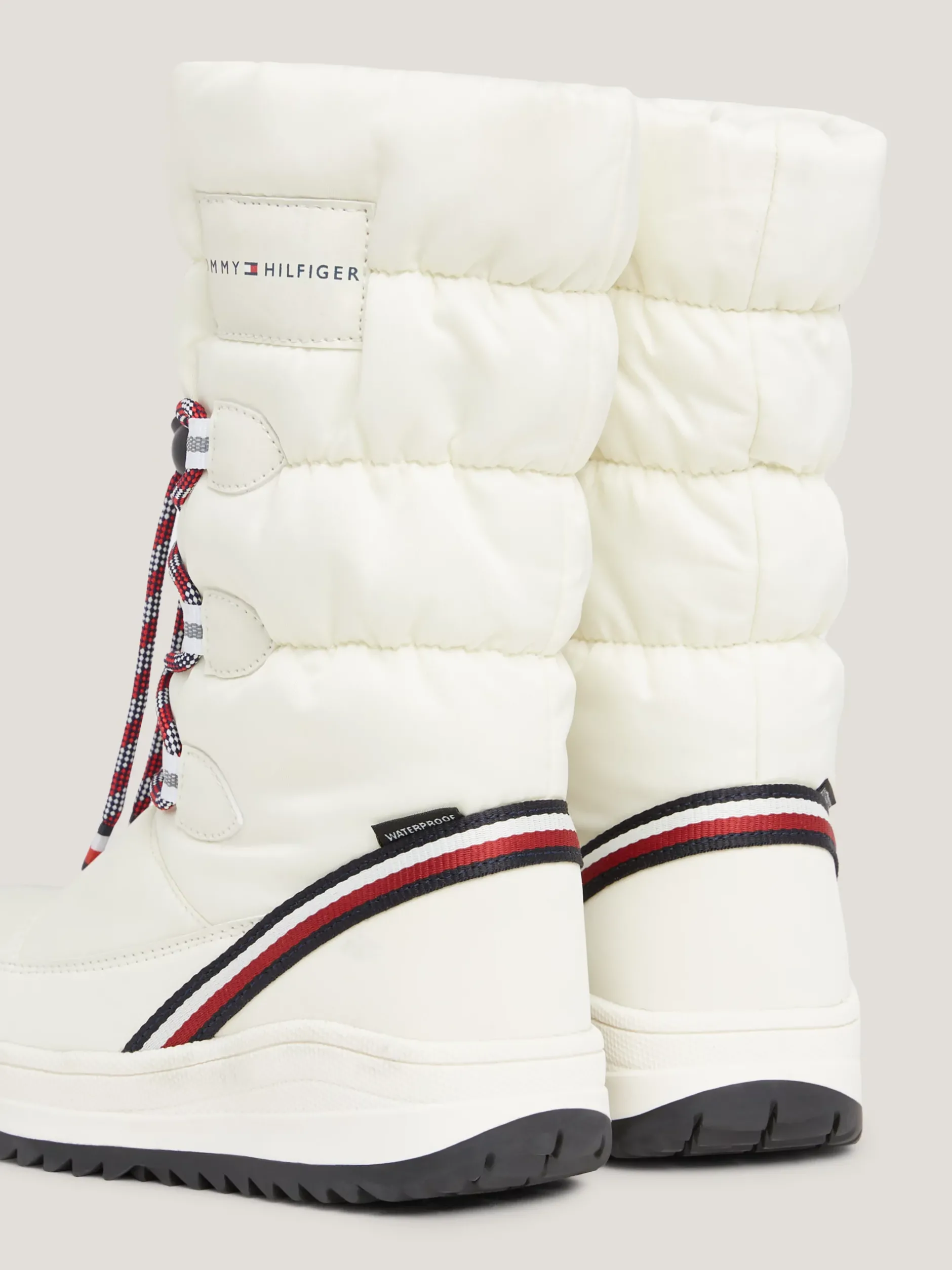 Obuwie I Akcesoria*Tommy Hilfiger Śniegowce Z Logo I Sygnowaną Tasiemką OFF WHITE