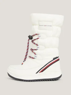 Obuwie I Akcesoria*Tommy Hilfiger Śniegowce Z Logo I Sygnowaną Tasiemką OFF WHITE