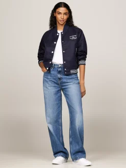 Kurtki & Płaszcze*Tommy Hilfiger Nieprzemakalna Kurtka Bomber W Stylu Varsity DESERT SKY